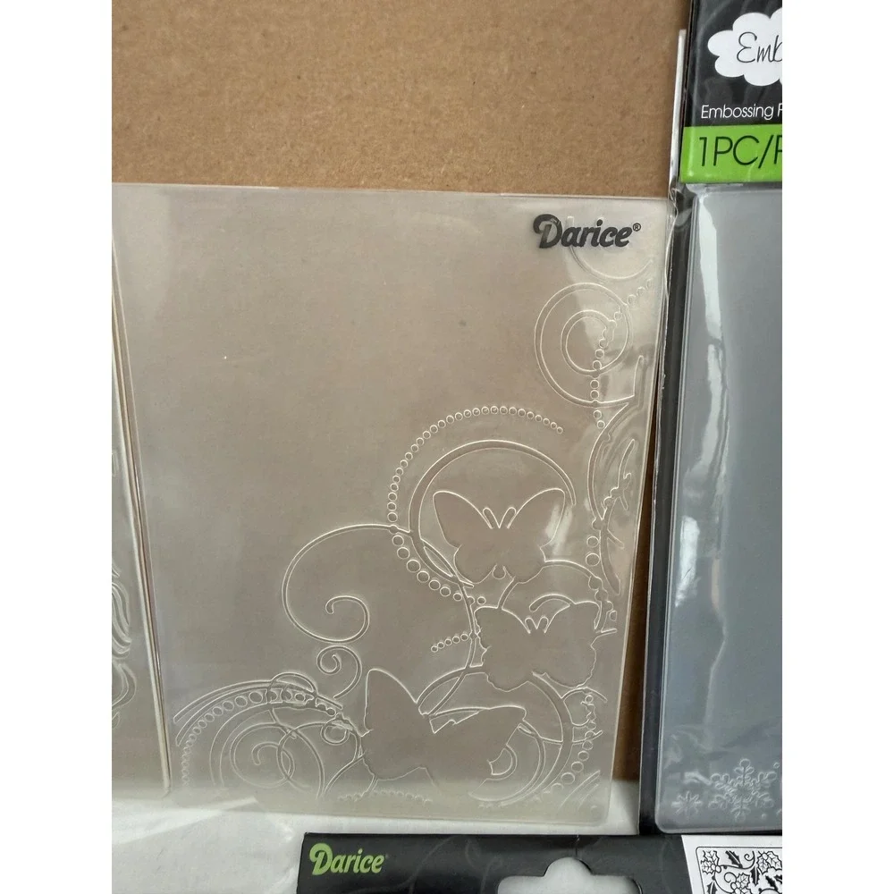 Darice Embossing Essentials Folders Lot Snowflakes Butterflies Birthday 12pc